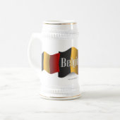 ベルギーなびく国旗 ビールジョッキ (正面左)