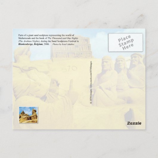 ベルギーのアラビアンナイト砂彫刻 ポストカード (裏面)