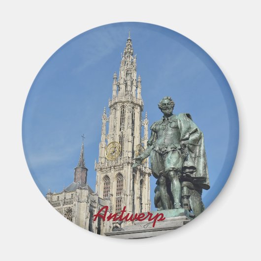 ベルギーのアントワープにあるピーター・ポール・ルーベンスの像 マグネット (正面)