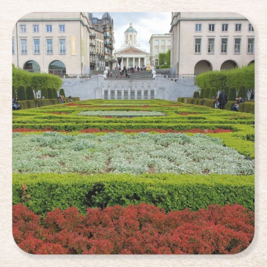 ベルギーのコースター、ブリュッセルの庭園 スクエアペーパーコースター (正面)