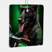 ベルギーのシェパードが自転車を運転する聖パトリックの日 セラミックオーナメント (右)