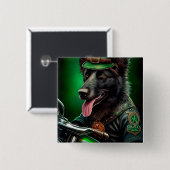 ベルギーのシェパードが自転車を運転する聖パトリックの日 缶バッジ (正面&裏面)