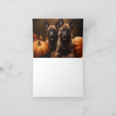 ベルギーのシェパードの子犬 秋の喜び パンプキン カード (内部)