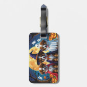 ベルギーのシェパード犬のハロウィン　かぼちゃ ラゲッジタグ (裏面縦)