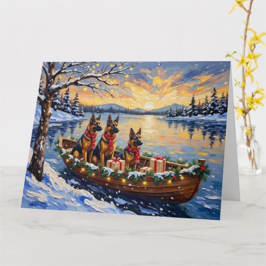 ベルギーのシェパード・テルフューレン クリスマス・ボート・ホリデー カード (黄色い花)
