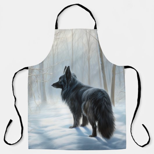 ベルギーのシェプドッグが雪のクリスマスを過ごした エプロン (正面)