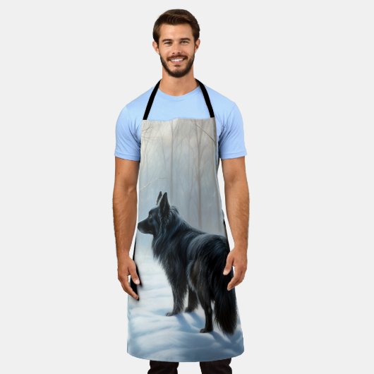 ベルギーのシェプドッグが雪のクリスマスを過ごした エプロン (着用した状態)