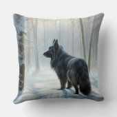 ベルギーのシェプドッグが雪のクリスマスを過ごした クッション (裏面)