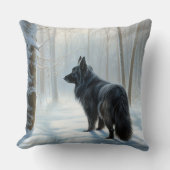 ベルギーのシェプドッグが雪のクリスマスを過ごした クッション (正面)