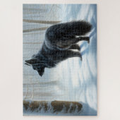 ベルギーのシェプドッグが雪のクリスマスを過ごした ジグソーパズル (縦)