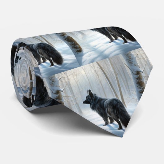 ベルギーのシェプドッグが雪のクリスマスを過ごした ネクタイ (ロール)