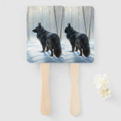 ベルギーのシェプドッグが雪のクリスマスを過ごした ハンドファン (正面&裏面)