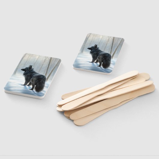 ベルギーのシェプドッグが雪のクリスマスを過ごした ハンドファン (組立なし)