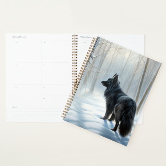 ベルギーのシェプドッグが雪のクリスマスを過ごした プランナー手帳 (ディスプレー)