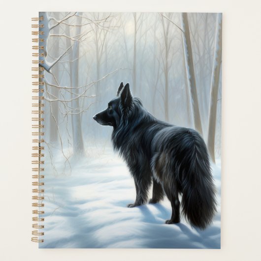 ベルギーのシェプドッグが雪のクリスマスを過ごした プランナー手帳 (正面)