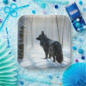 ベルギーのシェプドッグが雪のクリスマスを過ごした ペーパープレート (パーティー)