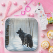 ベルギーのシェプドッグが雪のクリスマスを過ごした ペーパープレート (パーティー)