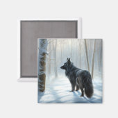 ベルギーのシェプドッグが雪のクリスマスを過ごした マグネット (正面/裏面)