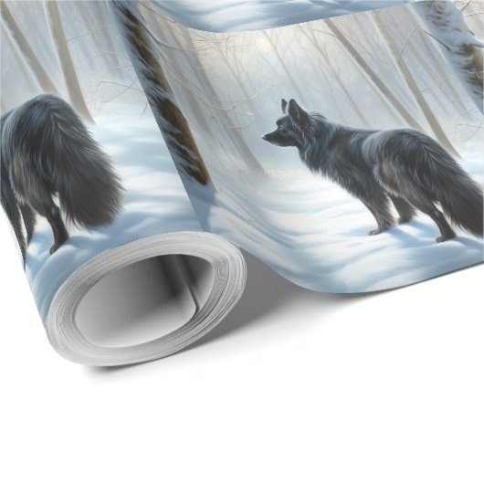 ベルギーのシェプドッグが雪のクリスマスを過ごした ラッピングペーパー (ロールコーナー)