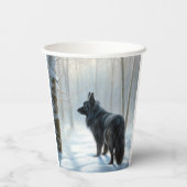ベルギーのシェプドッグが雪のクリスマスを過ごした 紙コップ (裏面)