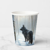 ベルギーのシェプドッグが雪のクリスマスを過ごした 紙コップ (正面)