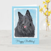 ベルギーのシ絵画ープドッグズ – かわいいオリジナルのドッグアート カード (黄色い花)