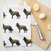 ベルギーのテルヴレンドッグブリードボヘミアンフローラ キッチンタオル (四つ折り)