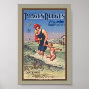 ベルギーのビーチのビンテージポスター 1920 ポスター