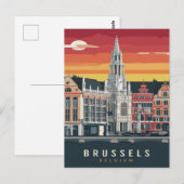 ベルギーのブリュッセルのビンテージ風の絵画 ポストカード (正面/裏面)