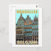 ベルギーのブリュッセルのヴィンテージ旅行ポスター、 ポストカード (正面/裏面)