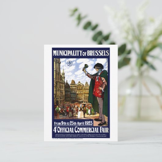 ベルギーのブリュッセルヴィンテージフェアのポスターが復活 ポストカード (スタンド正面)