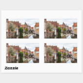 ベルギーのブルージュの古い家 長方形シール (シート)