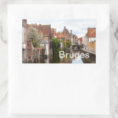 ベルギーのブルージュの古い家 長方形シール (バッグ)