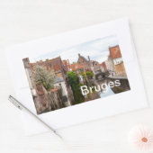 ベルギーのブルージュの古い家 長方形シール (封筒)