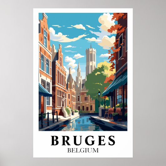ベルギーのブルージュの旅のイラスト ポスター (正面)