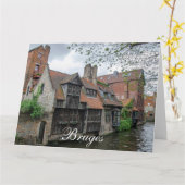 ベルギーのブルージュ旧市街 カード (黄色い花)