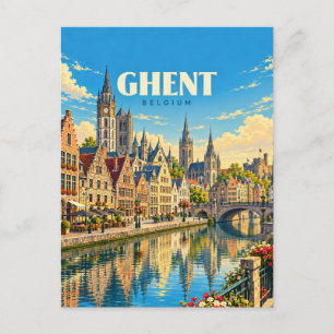 ベルギーのヘントのヴィンテージな旅行アート ポストカード