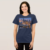 ベルギーのヘントの街並み トライブレンドTシャツ (正面全面)