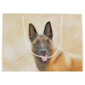 ベルギーのマリノア絵画ズ-かわいいオリジナルのドッグアート ラージペーパーバッグ (裏面)
