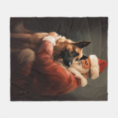 ベルギーのマリノイとサンタクロースフェスティバルクリスマス フリースブランケット (正面(横))