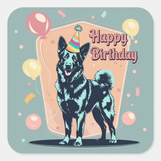 ベルギーのマリノイカラフルス犬 スクエアシール (正面)