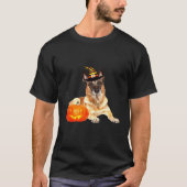 ベルギーのマリノイスウィッチハットハロウィーン犬の衣装 Tシャツ (正面)