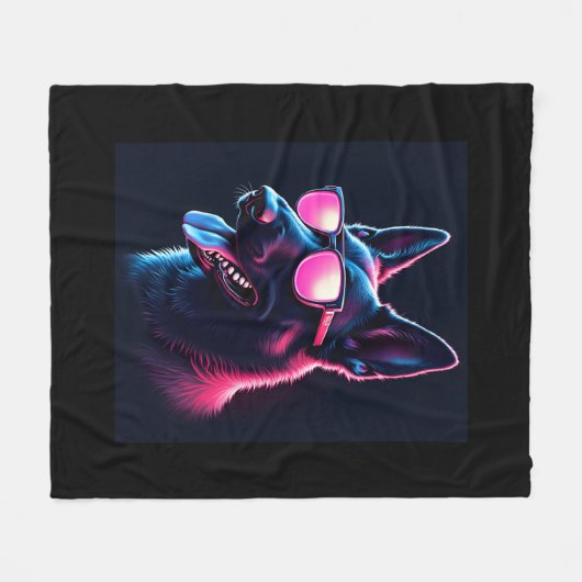 ベルギーのマリノイスドッグズベルギーのマリノイスTシャツ フリースブランケット (正面(横))