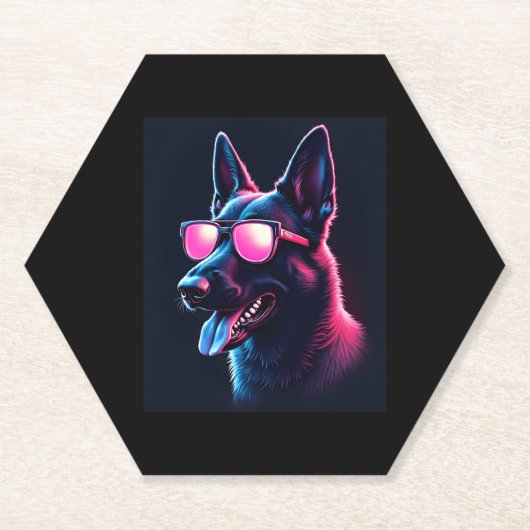 ベルギーのマリノイスドッグズベルギーのマリノイスTシャツ ペーパーコースター (正面)