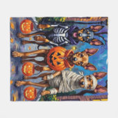 ベルギーのマリノイスドッグトリックオアトリートハロウィーン フリースブランケット (正面(横))