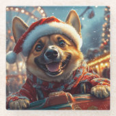 ベルギーのマリノイスドッグローラーコースタークリスマス ガラスコースター (正面)