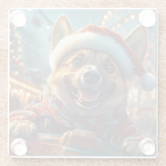 ベルギーのマリノイスドッグローラーコースタークリスマス ガラスコースター (裏面)