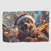 ベルギーのマリノイスドッグローラーコースタークリスマス ゴルフタオル (横)