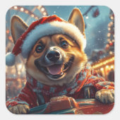 ベルギーのマリノイスドッグローラーコースタークリスマス スクエアシール (正面)