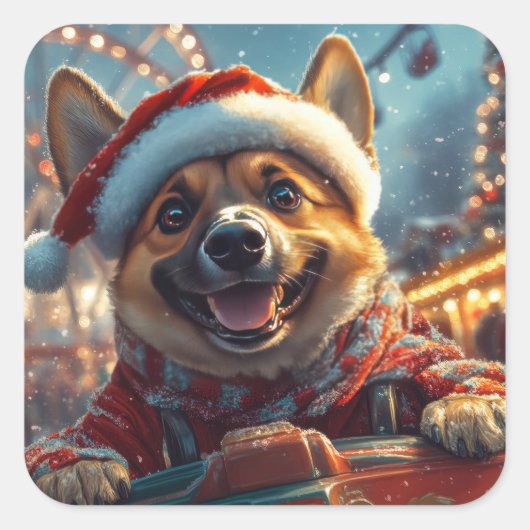 ベルギーのマリノイスドッグローラーコースタークリスマス スクエアシール (正面)